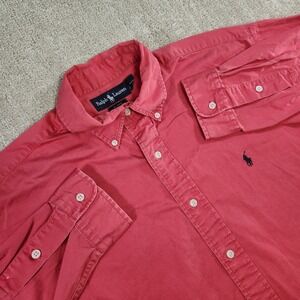 Vintage Polo Ralph Lauren Shirt Men Large Blake Twill Button Down Red 90s  USA